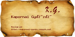 Kapornai Győző névjegykártya